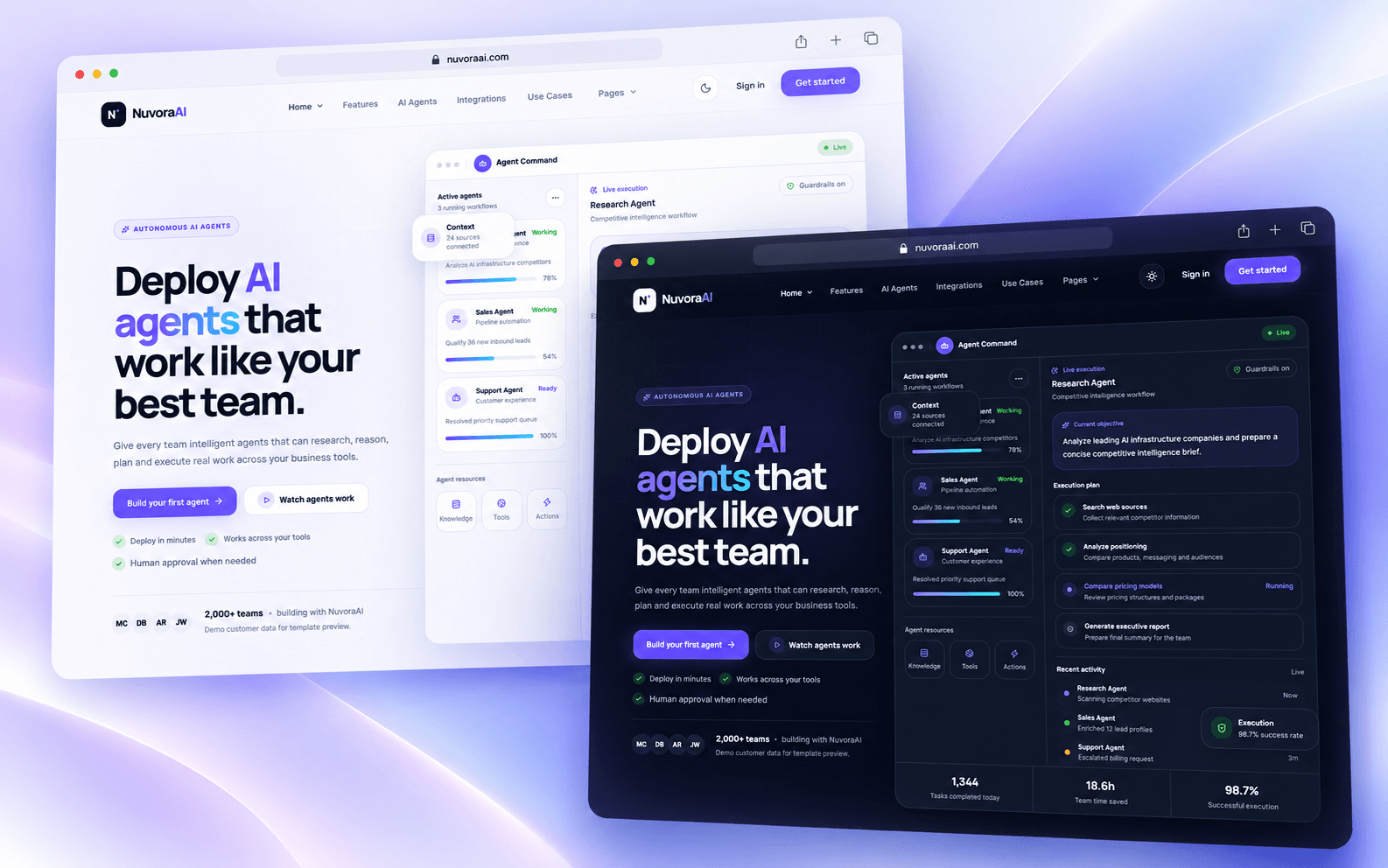 AI Agent homepage preview